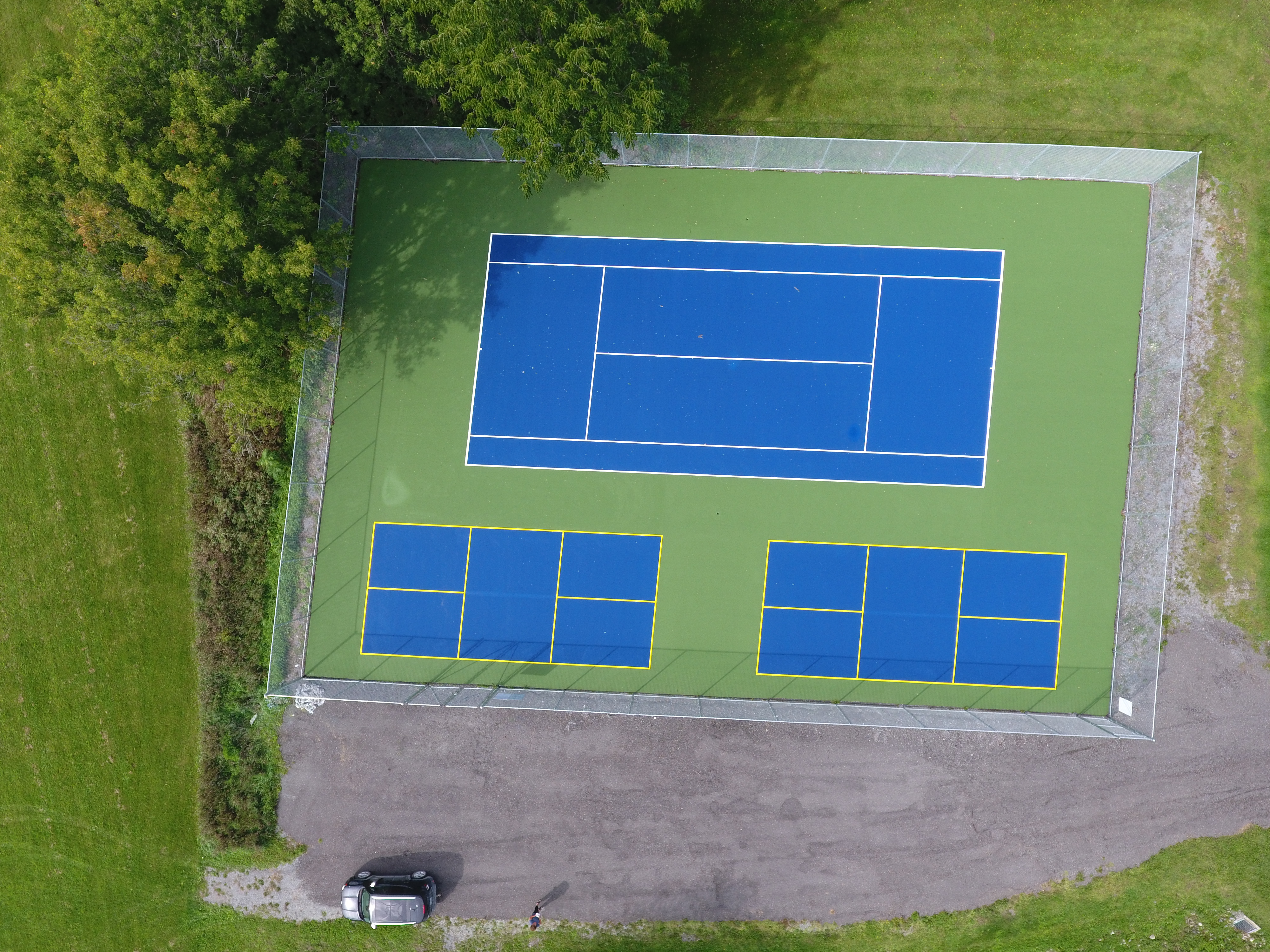 Arial photo of the multi use courts at The Point