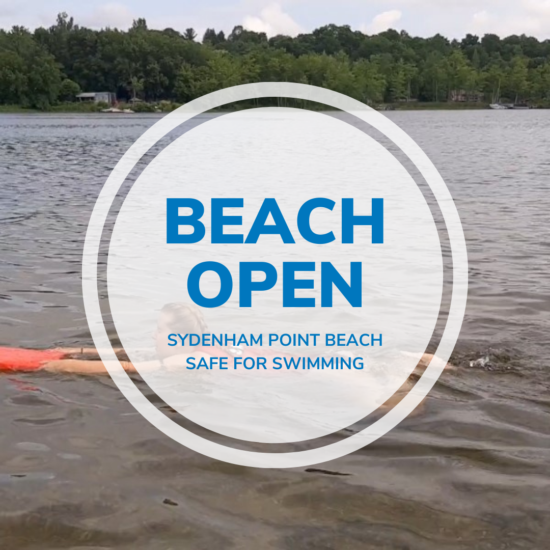 beach open sign and person swimming