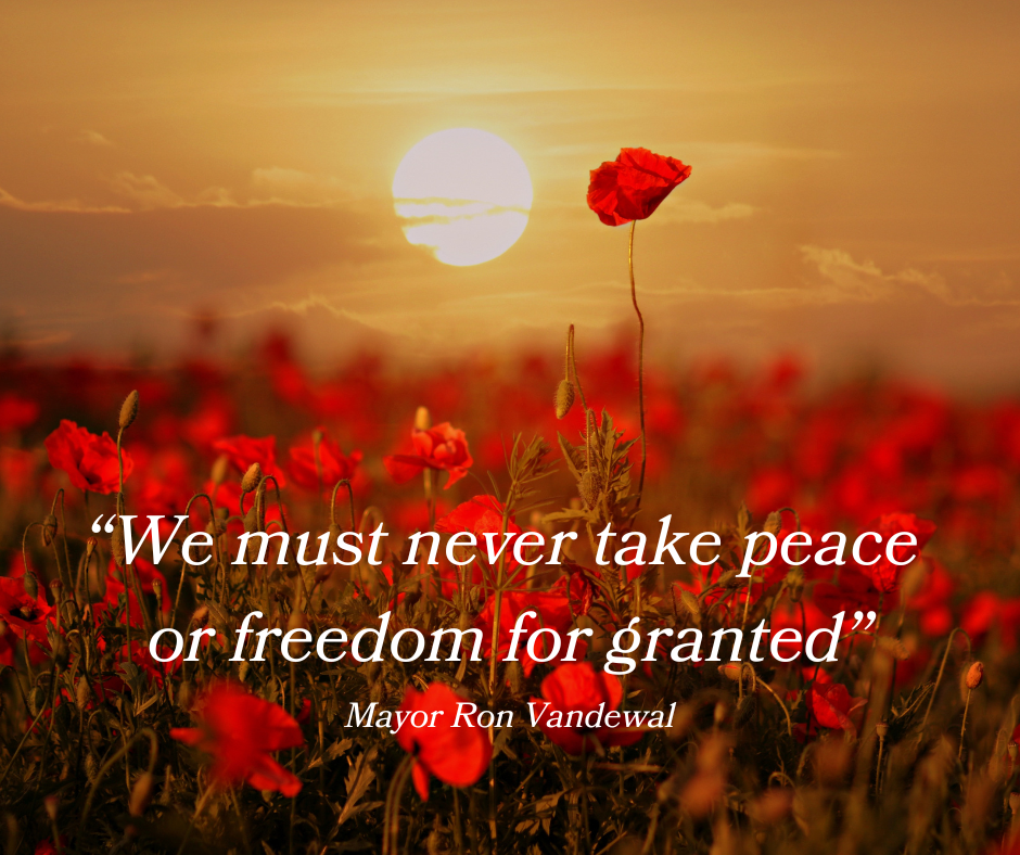 quote "we must never take peace or freedom for granted"