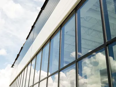Windows of new Hartington equipment building