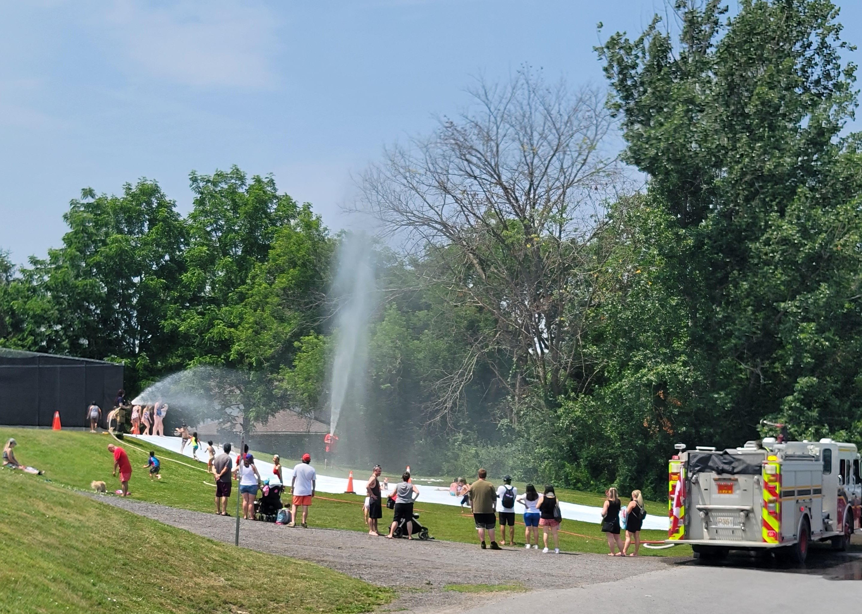 South Frontenac Fire and Rescue slip and slide at Point Park