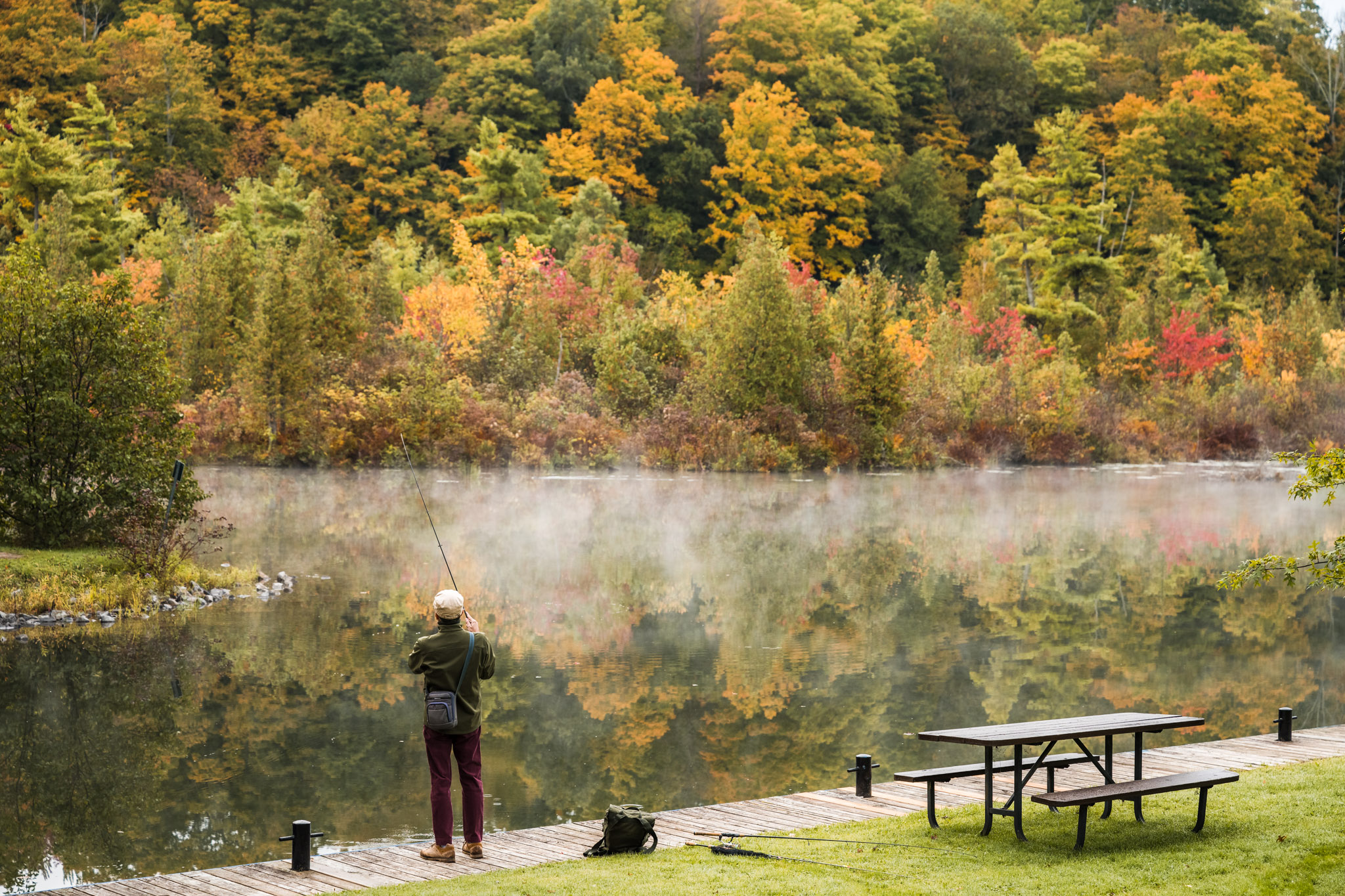 Man fishing at Rideau Canal